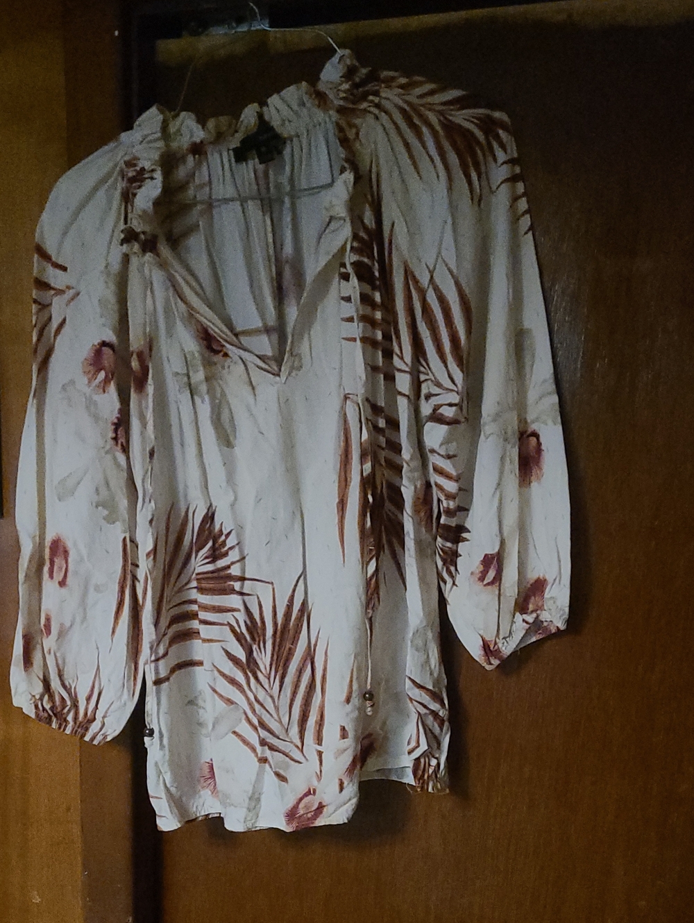 Floral Button-Down Shirt in White & Pink